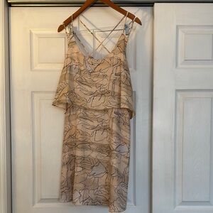 BCBGeneration Tan Floral Layered Mini Dress